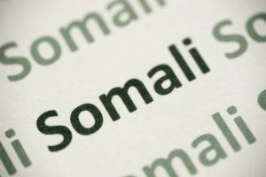 Foto av somali tekst hvor det står somali