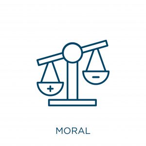 moral icon. Thin linear moral outline icon isolated on white background. Line vector moral sign, symbol for web and mobile