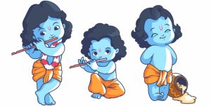 Tegning av baby krishna- hinduistisk gud