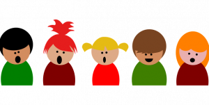 Illustrasjon av barn som synger