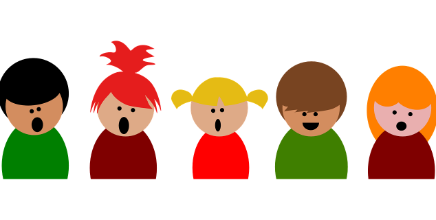 Illustrasjon av barn som synger