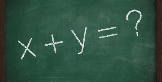 Skriften x+Y=? på en grønn tavle