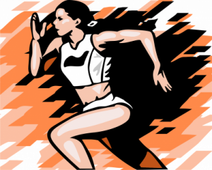 Illustrasjon av en dame som løper