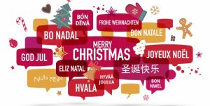 ordsky med god jul på flere språk