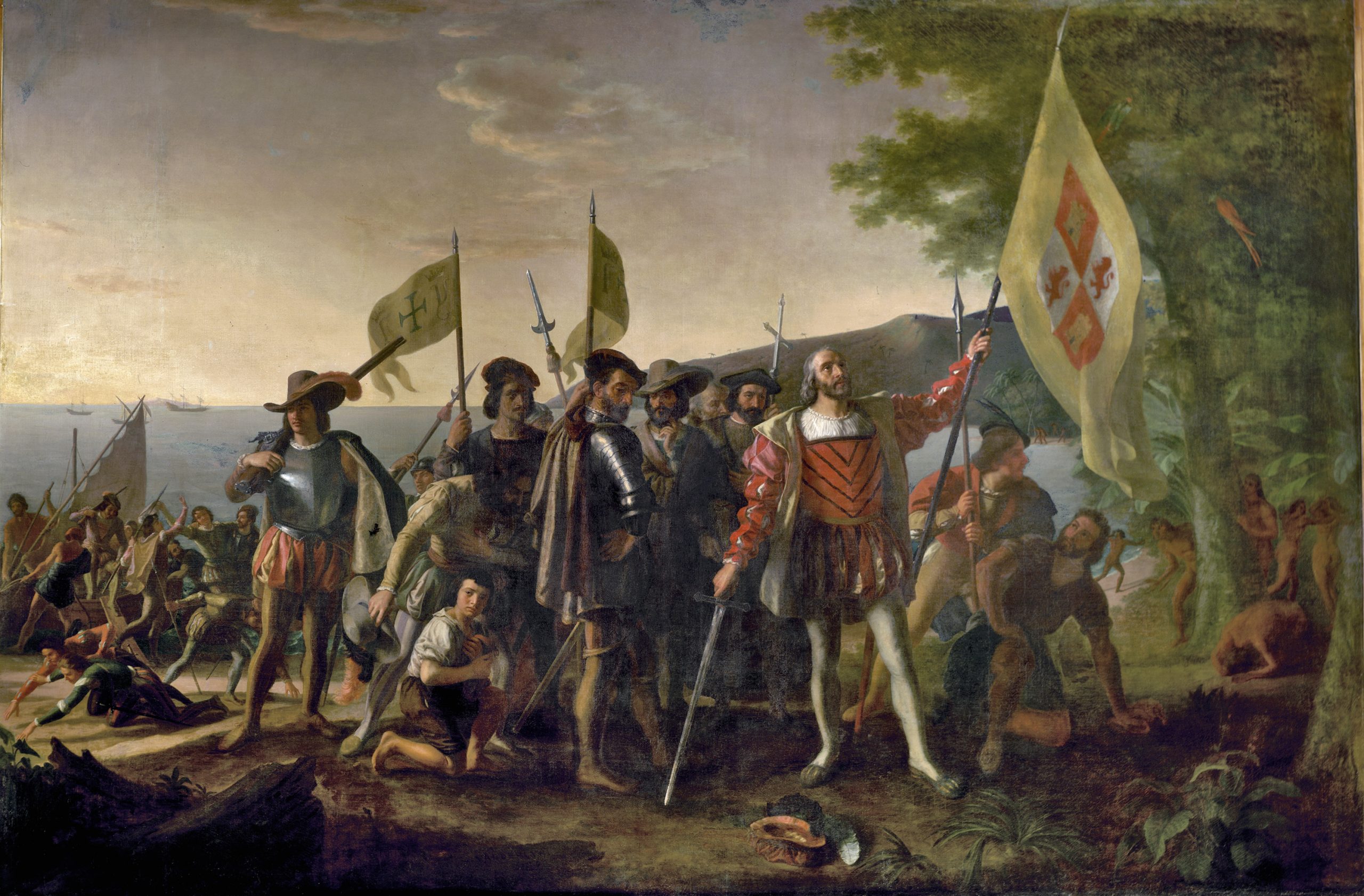 Maleri som viser Christopher Columbus' ankomst til Amerika i 1492 av John Vanderlyn
