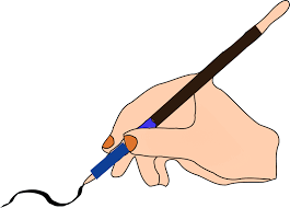 tegning av ei hånd som holder blyant