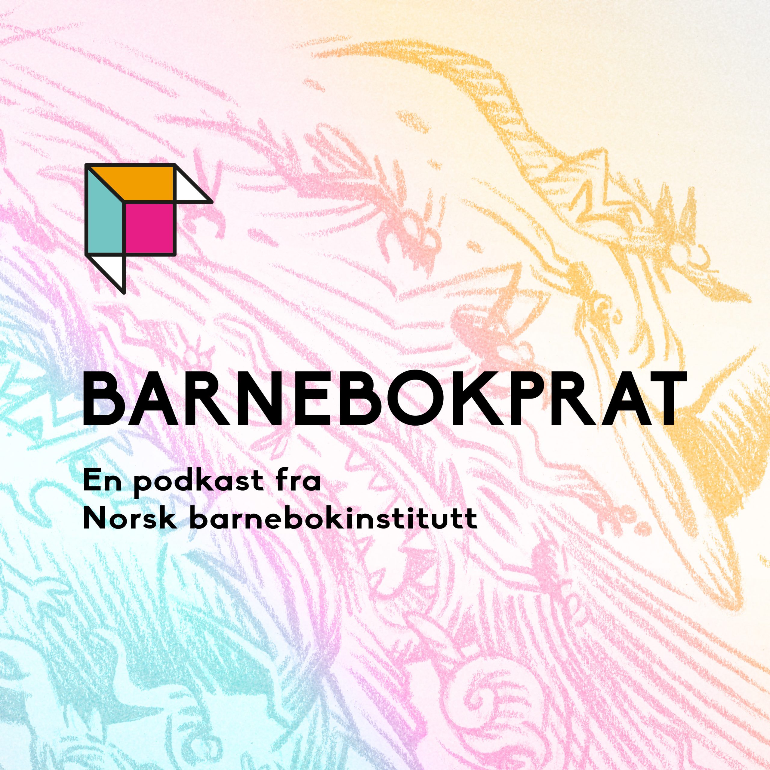 Abstrakt bakrunn, logoen til Norsk barnebokinstitutt