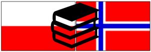 Illustrasjon av norsk og polsk flagg med bøker