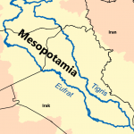 Tegnet kart over Mesopotamia
