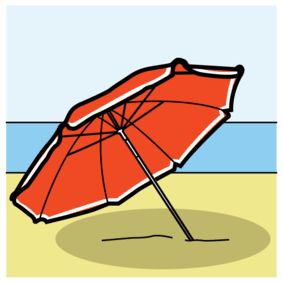 illustrasjon av en parasoll på stranda