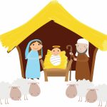 tegning av en julekrybbe
