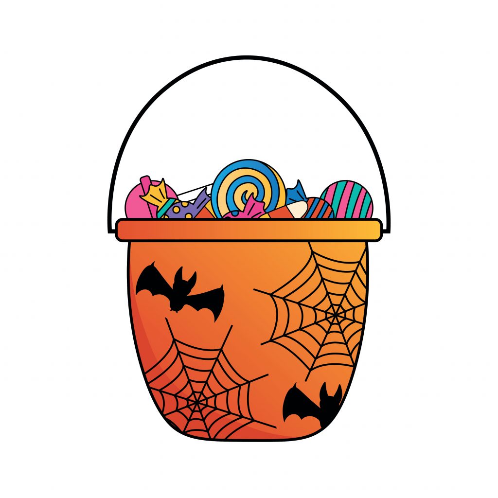 illustrasjon av en godteribøtte med godteri i 