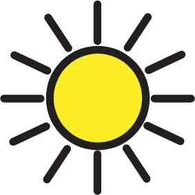 illustrasojn av en gul sol med solstråler