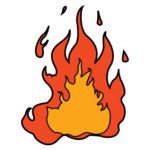 Tegning som skal illustrere flammer