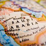Utsnitt av et kart over Saudia Arabia med Mekka på kartet