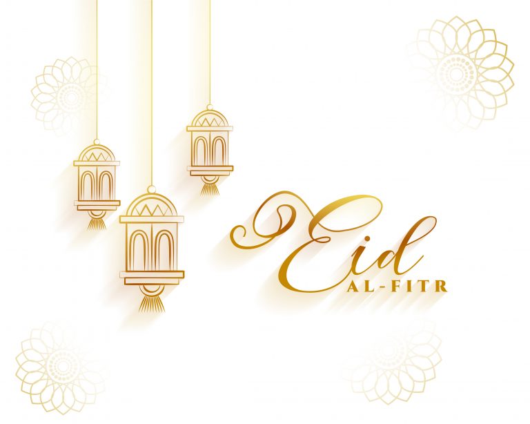 elegant eid al fitr festive background with hanging lamp