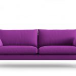 Moderne lilla sofa på isolert hvit bakgrunn. Møbler for det moderne interiøret, minimalistisk design