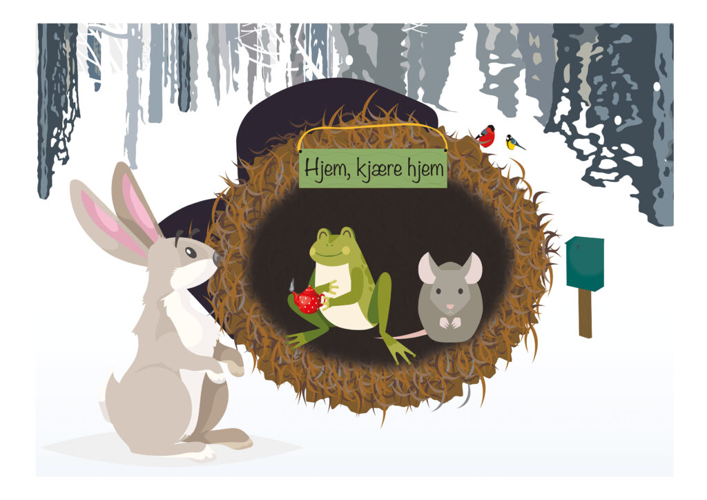 en hare står utenfor votten og ser inn