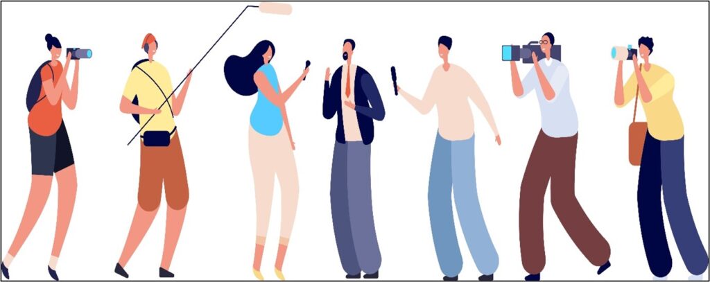 illustrasjon som viser trgning av en person som blir intervjuet