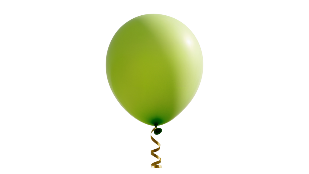 Fotografio av en limegrønn ballong