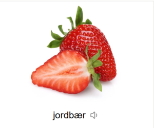 Bilde av et jordbær og et halvt jordbær